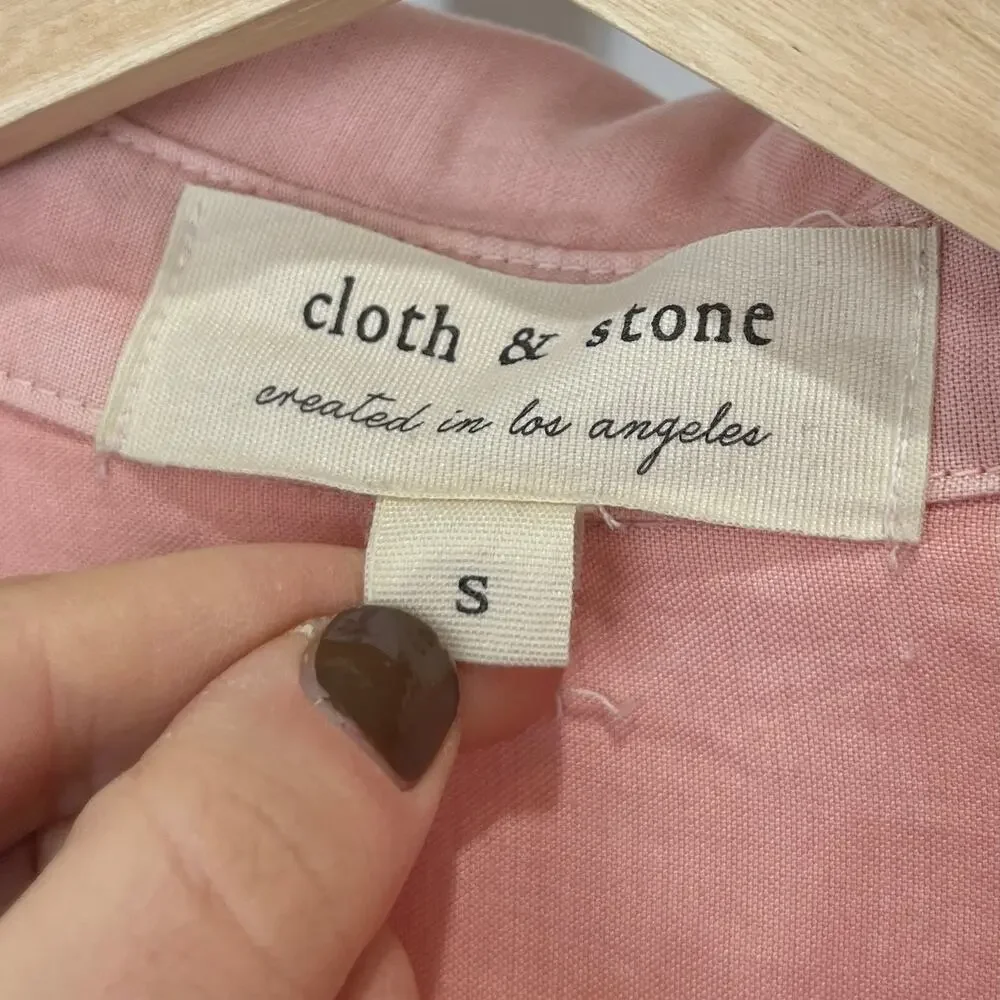 CLOTH & STONE Shirttail Button Down Shirt Long Sleeve Tencel Pink Size S - Picture 3 of 9